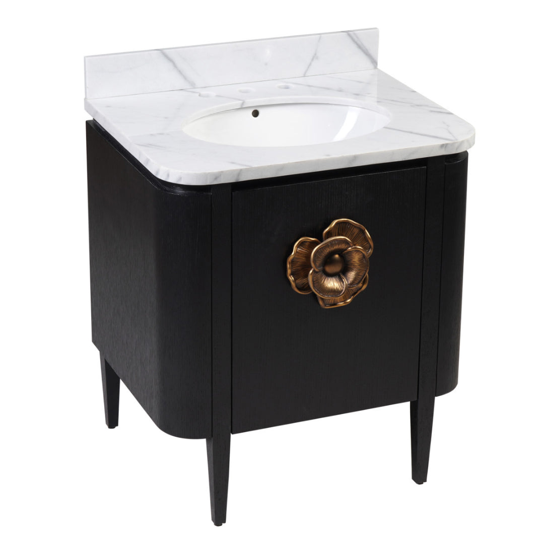 Black Vanity with Oval Undermount Sink