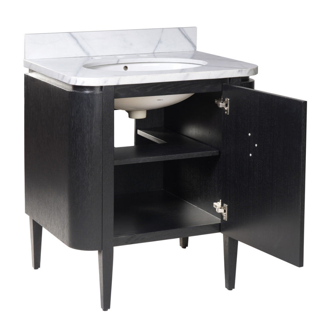 Black Vanity with Oval Undermount Sink