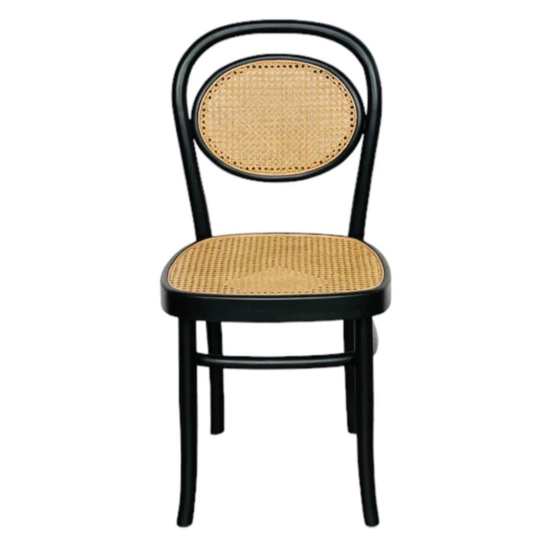 Black French Bistro Cane Dining Chairs - Set