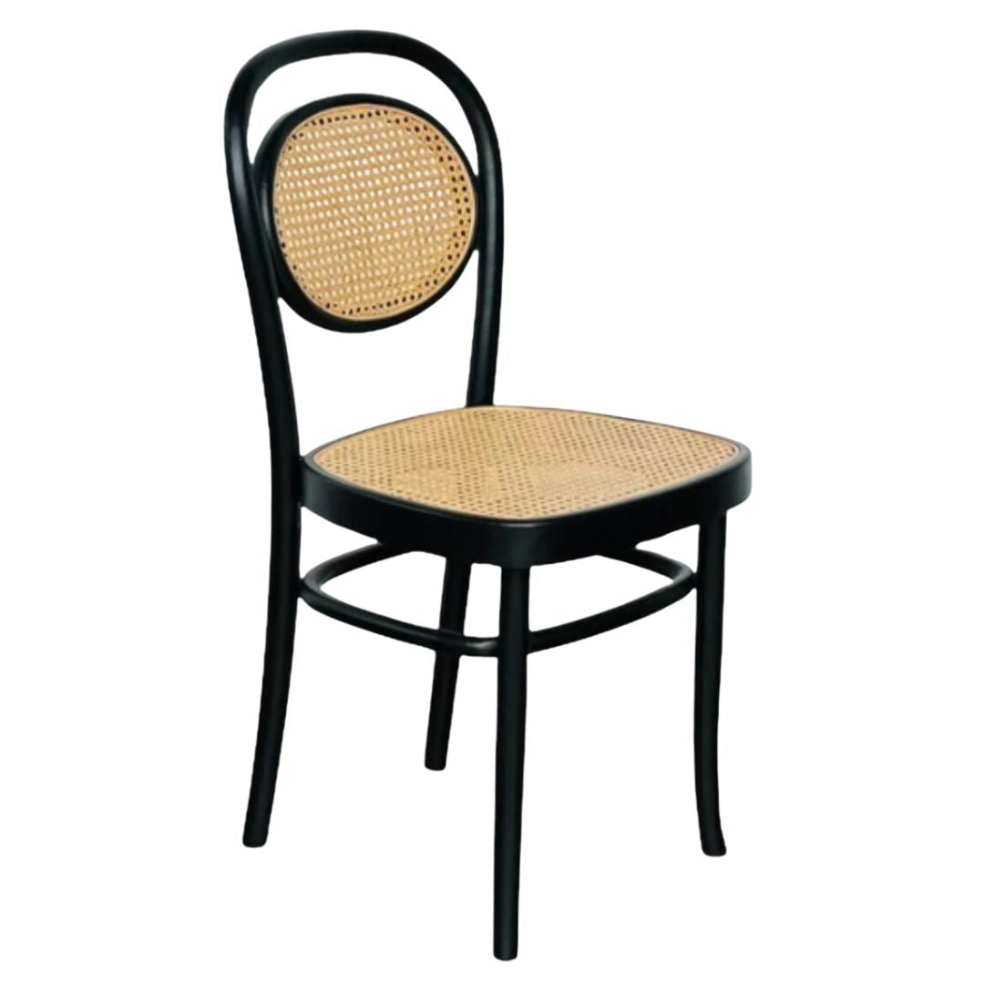 Black French Bistro Cane Dining Chairs - Set