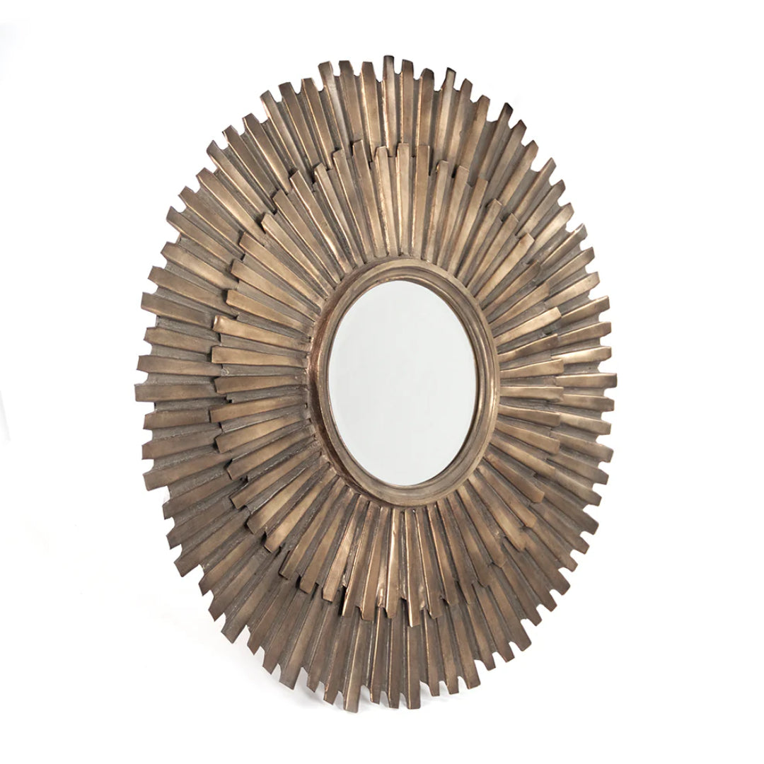 Starburst Brass Round Mirror