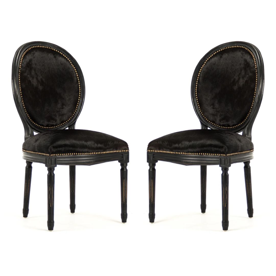 Brazilian Cowhide Black Dining Chairs