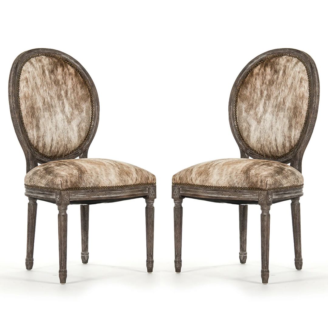 Brazilian Cowhide Rustic Brown Dining Chairs