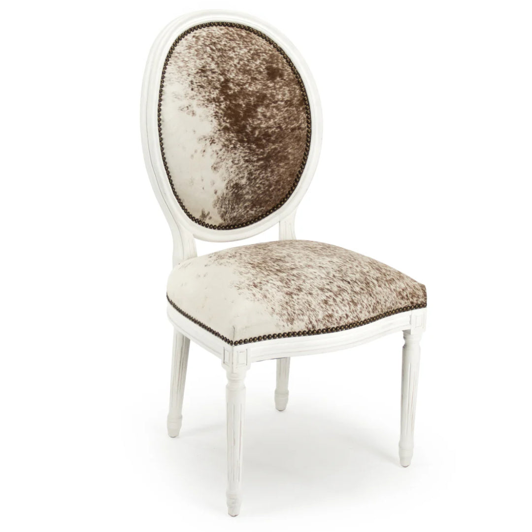 Brazilian Cowhide White Brown Dining Chairs