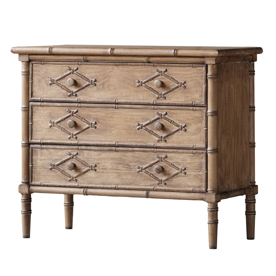 Distressed Natural Faux Bamboo Chest