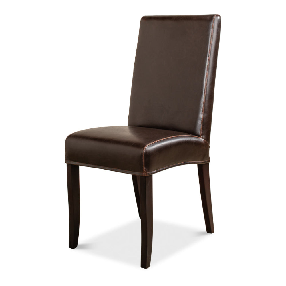 Brown Leather Milano Side Chairs - Set of 2