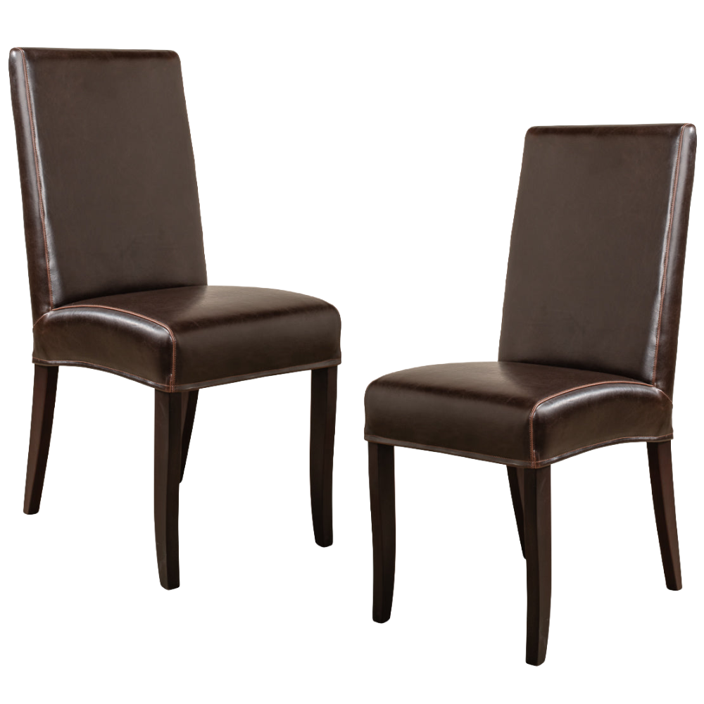 Brown Leather Milano Side Chairs - Set of 2