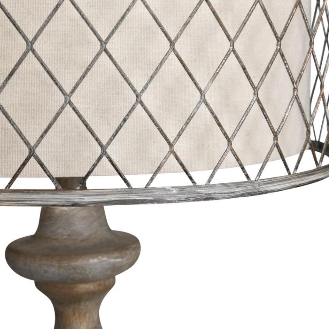 Caged Natural Linen Shade Floor Lamp