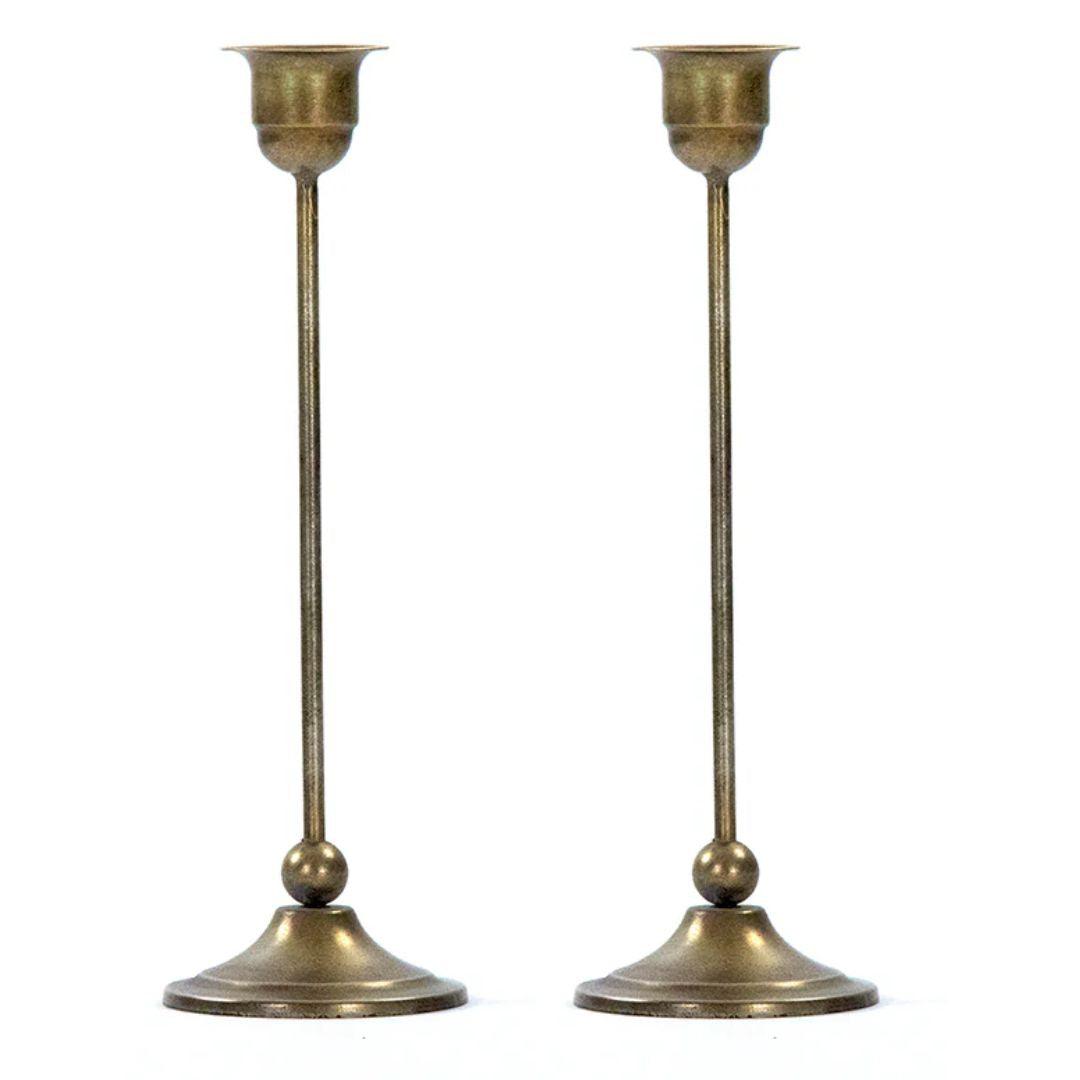 Vintage Brass Taper Candle Holders - Pair