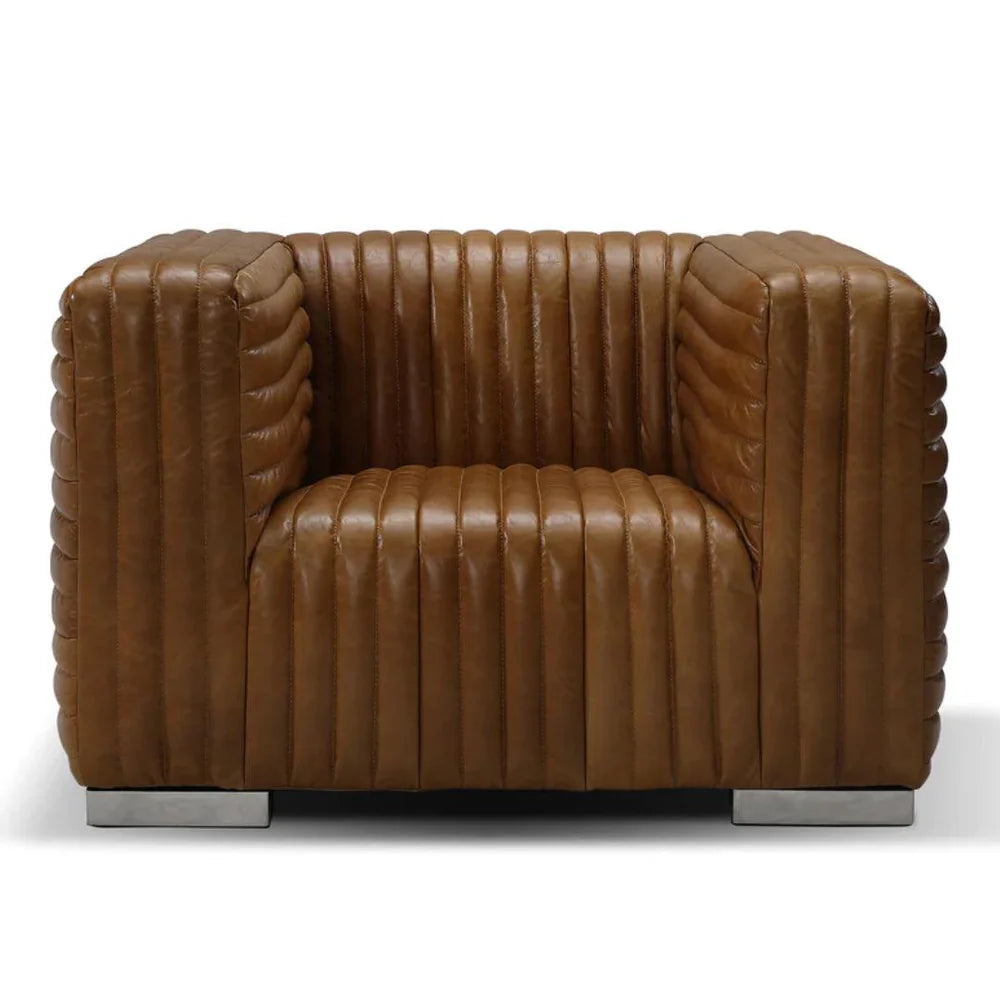 Ribbed Leather Canyon Sofa