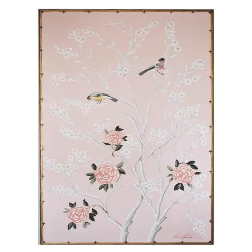 Pink Faux Bamboo Wall Art