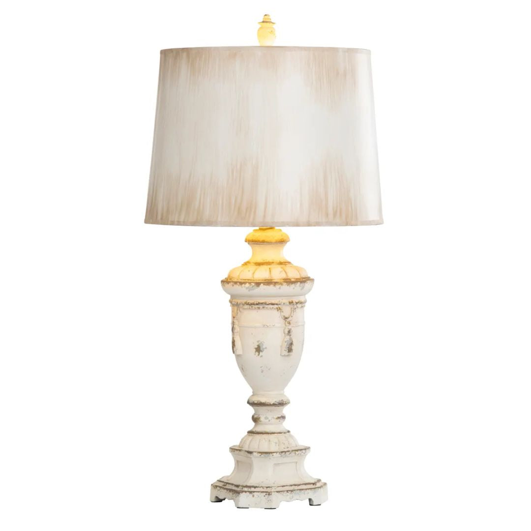 Classic Antique White Urn-Style Table Lamps - Set