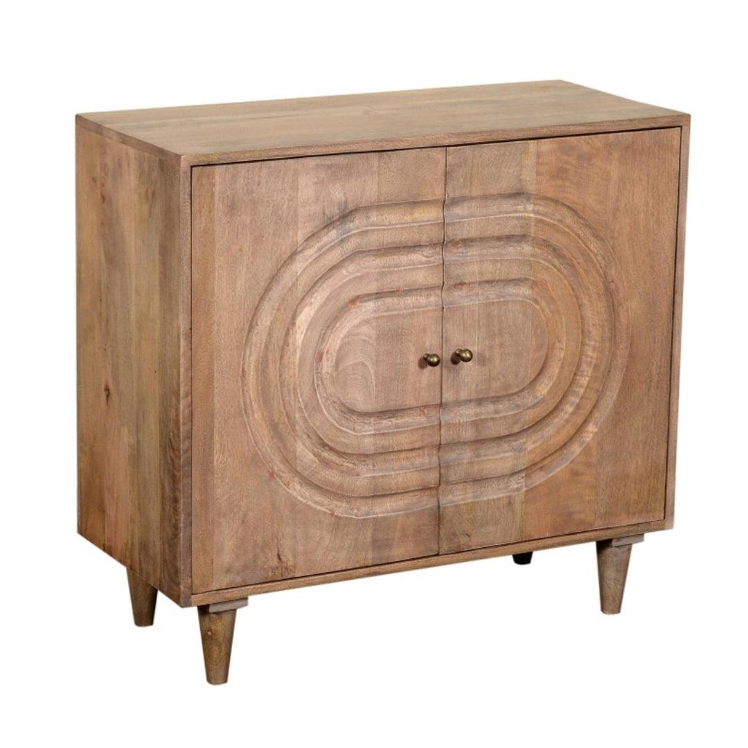 Concentric Oval Design Medium Brown Side Cabinet