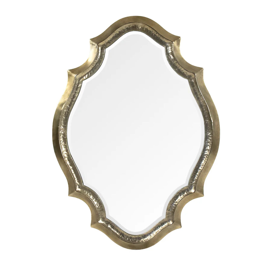 Brass Oval Quatrefoil Mirror