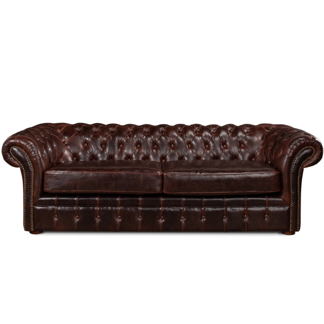 Luxurious Brown Leather Chesterfield Sofa