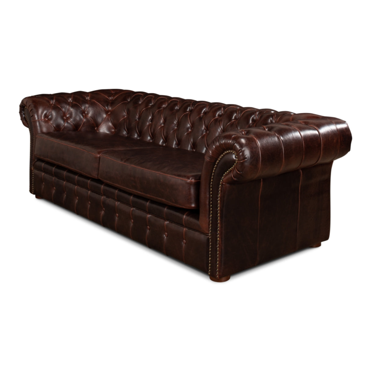 Luxurious Brown Leather Chesterfield Sofa