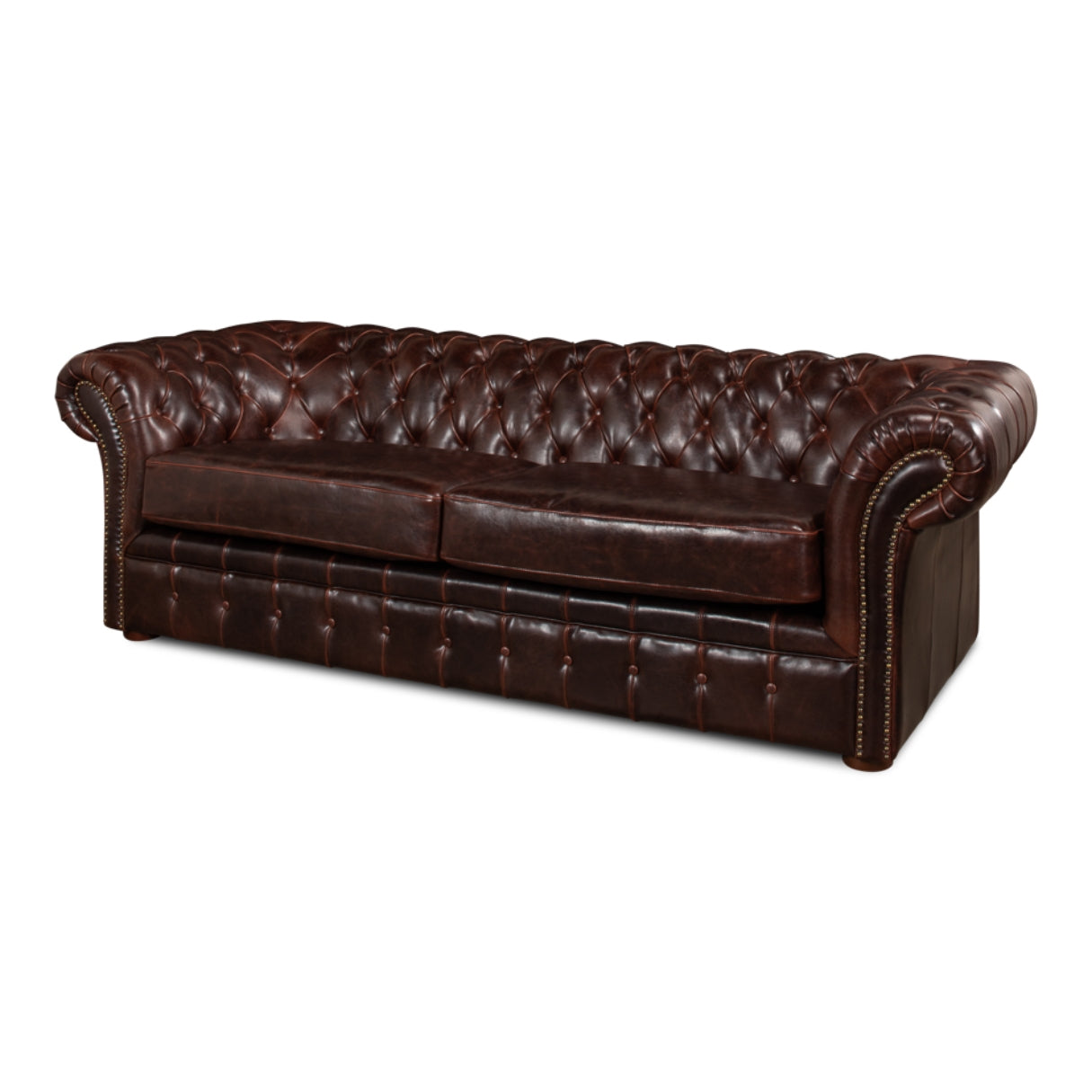 Luxurious Brown Leather Chesterfield Sofa