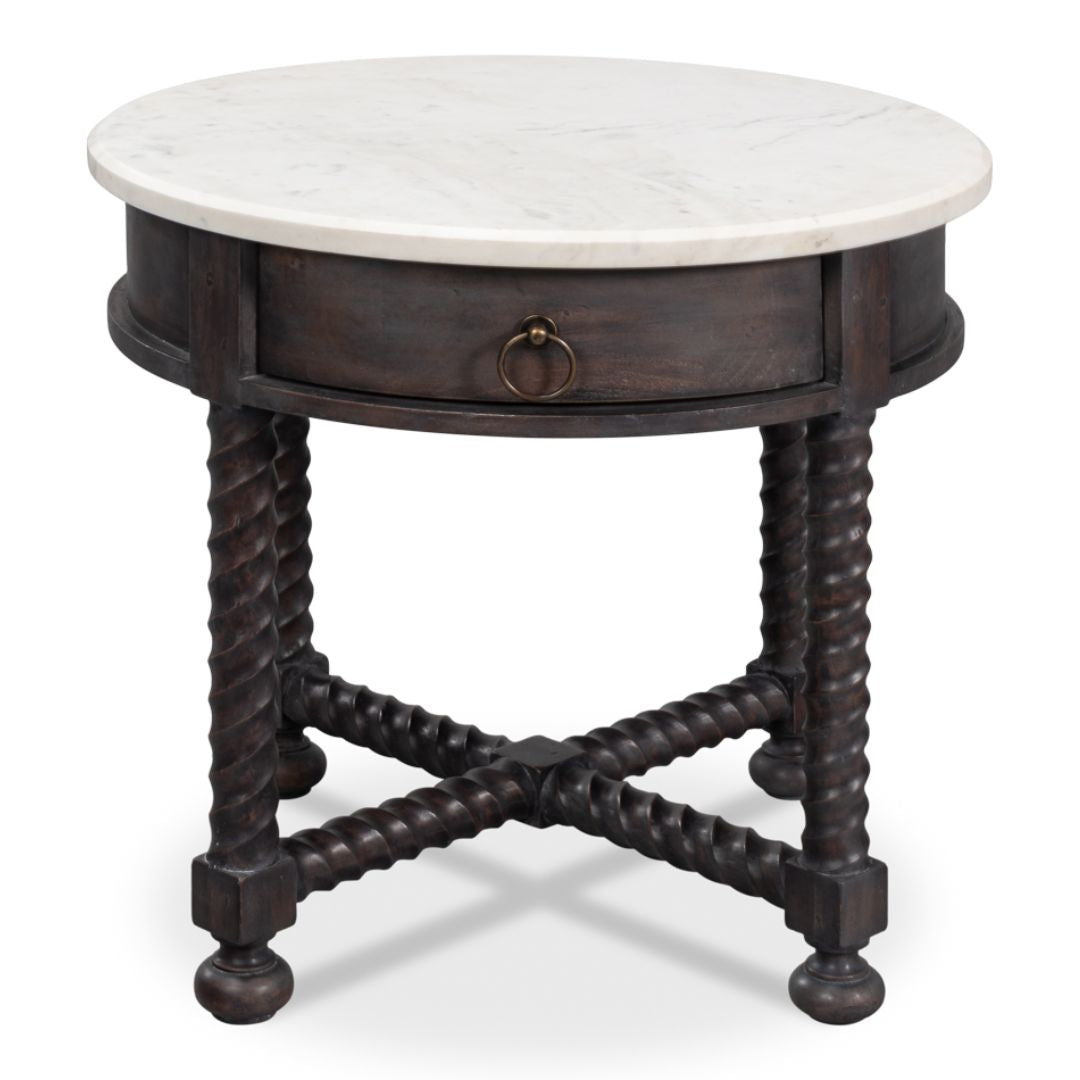 Dark Brown Turned Leg Side Table