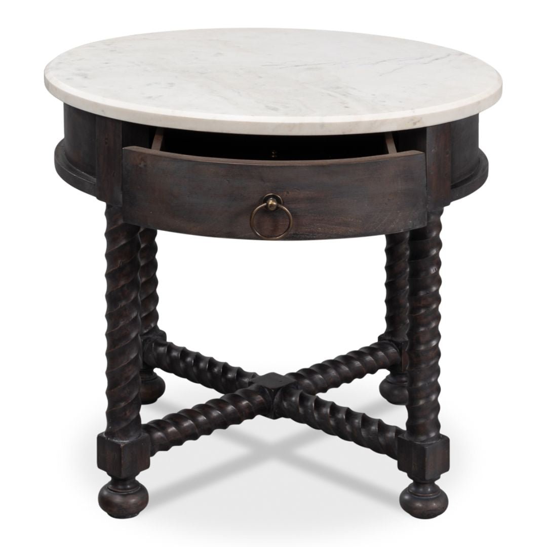 Dark Brown Turned Leg Side Table