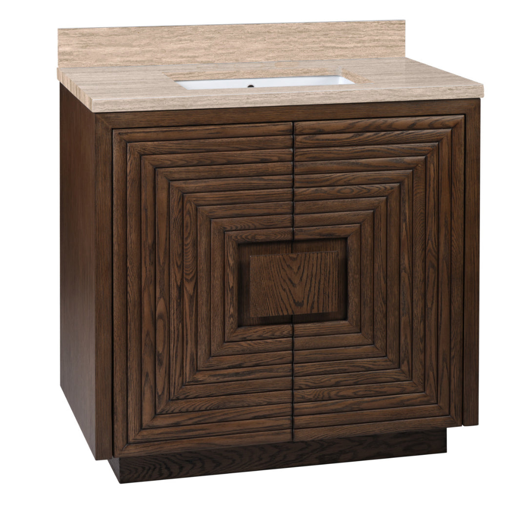 Geometric Deep Brown Vanity with Undermount Sink