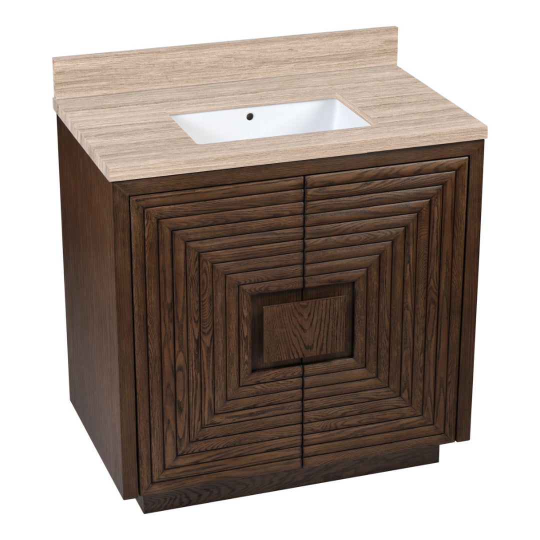 Geometric Deep Brown Vanity with Undermount Sink