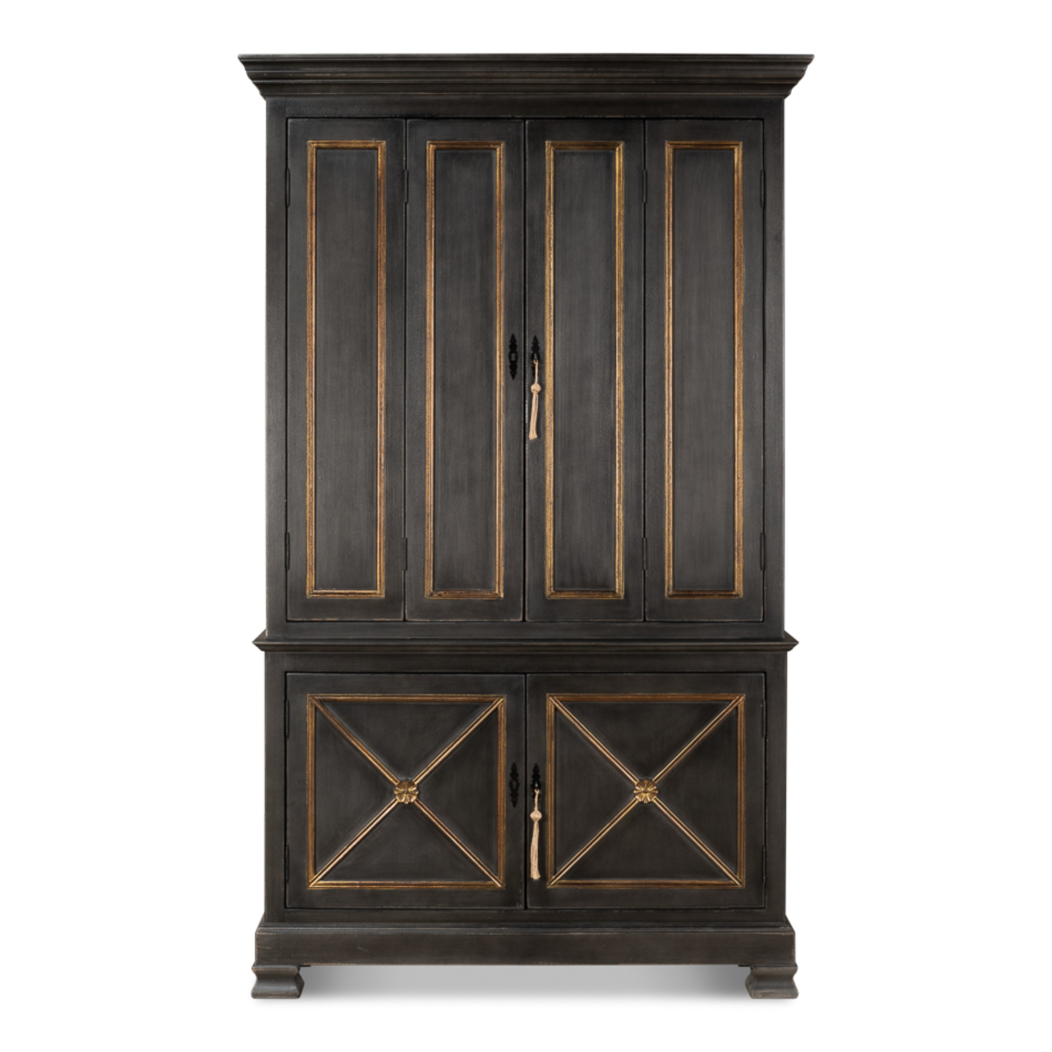 Charcoal and Gold Trimmed  Directoire Cabinet