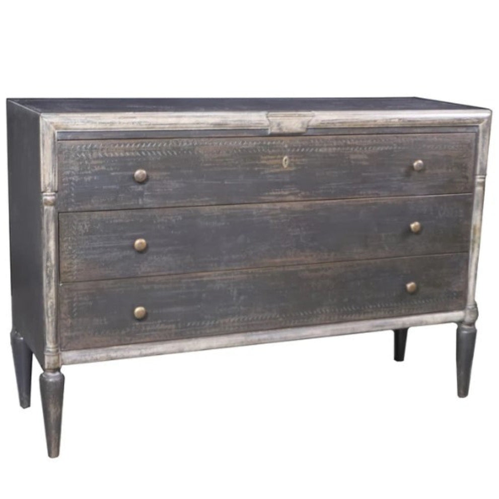 Distressed Charcoal Three Drawer Dresser