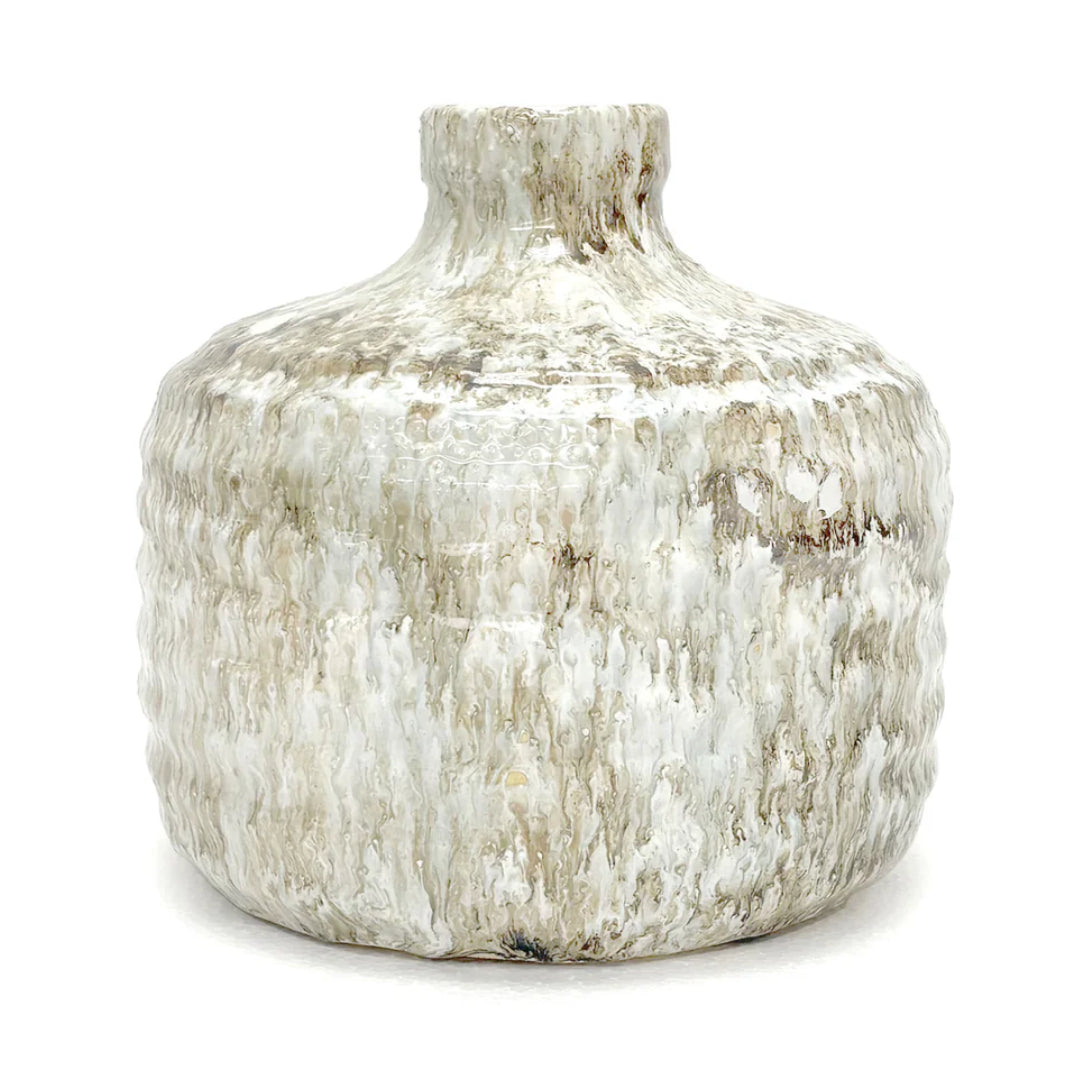 Distressed Green Stoneware Vase