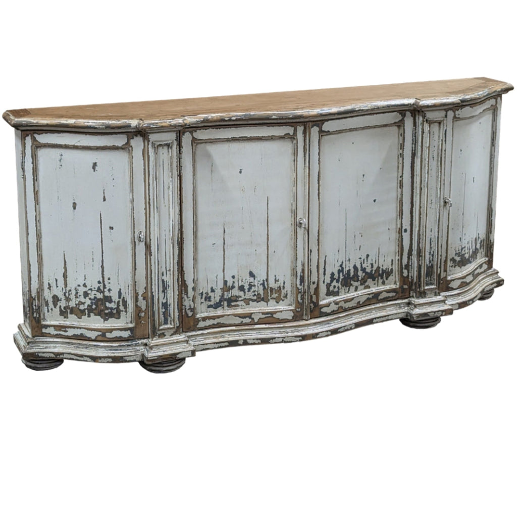 Rustic White French Farmhouse Demilune Sideboard