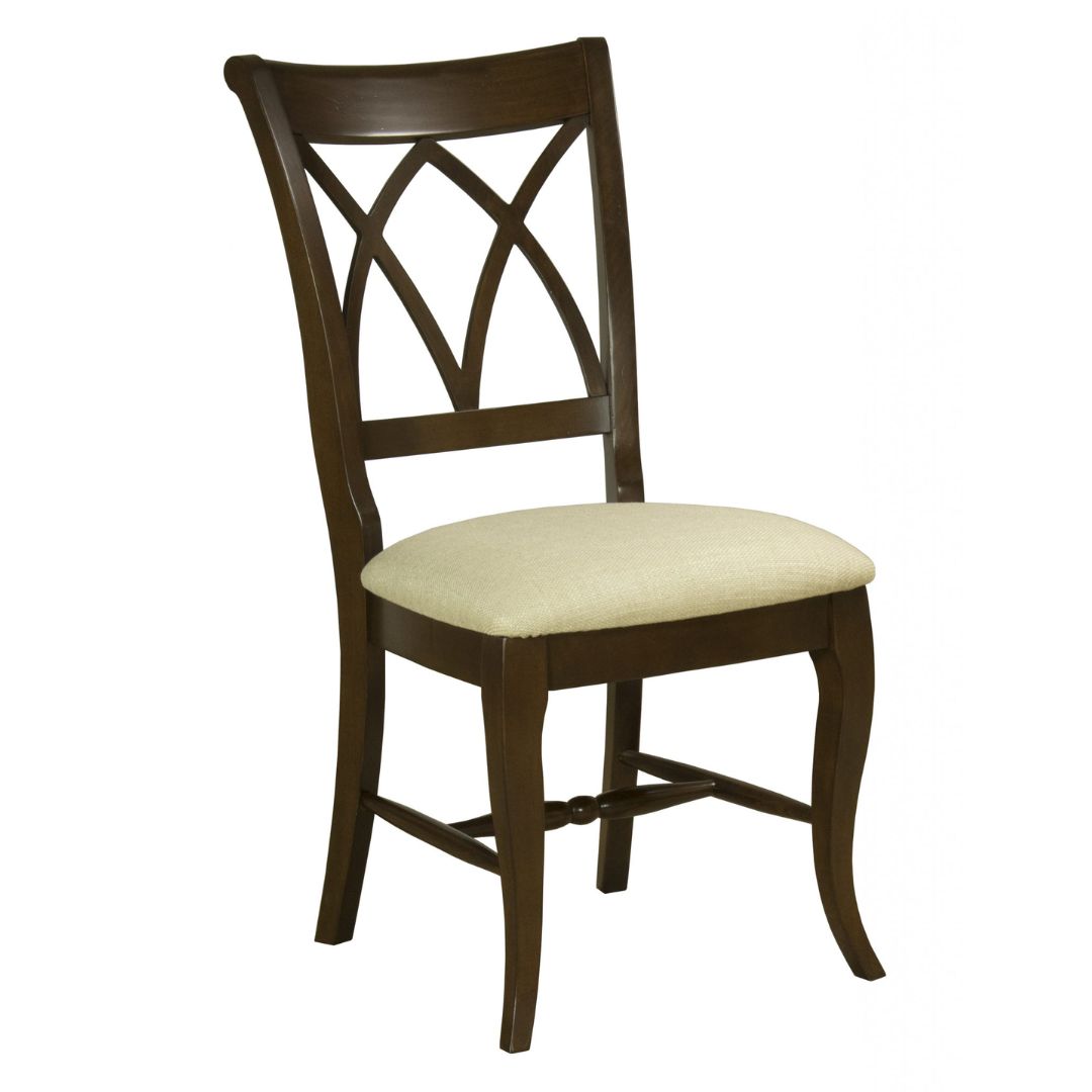 Upholstered Double X Back Solid Wood Dining Chair