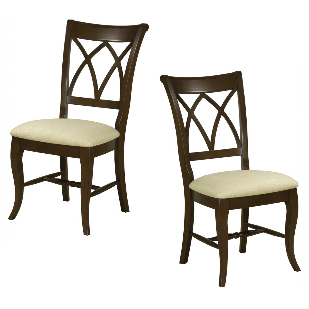 Upholstered Double X Back Solid Wood Dining Chair