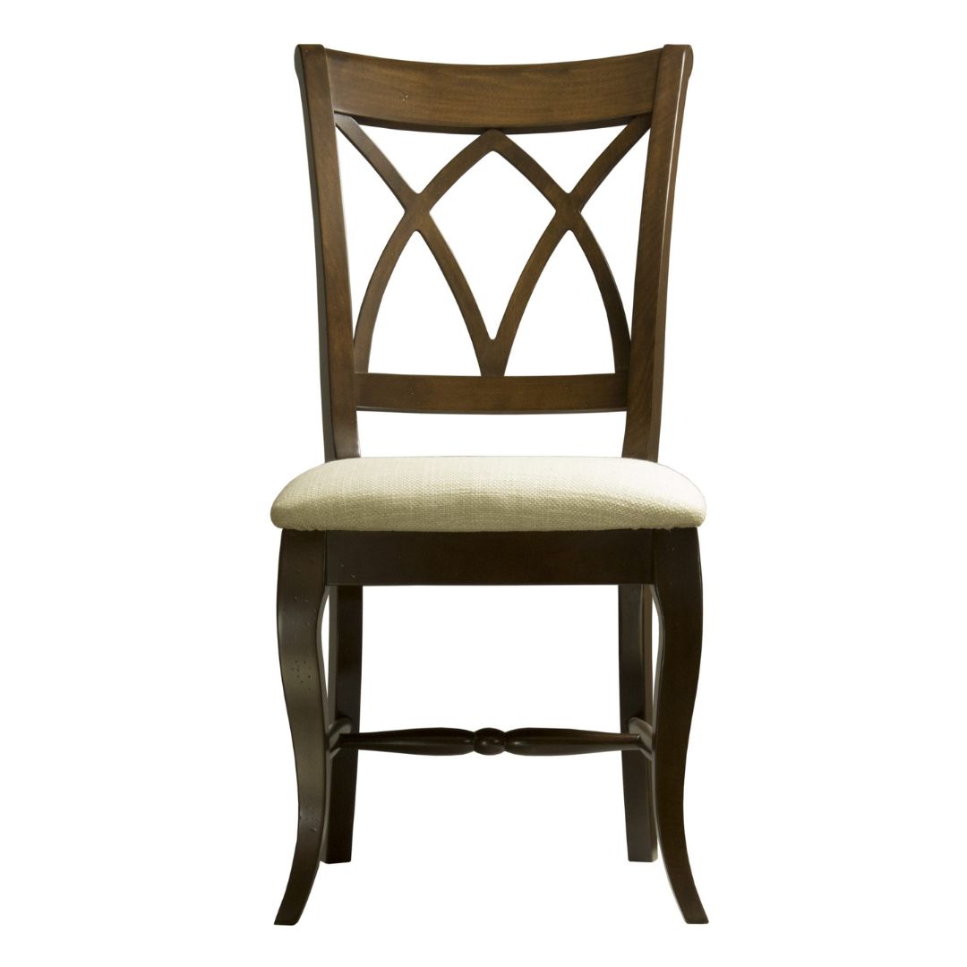 Upholstered Double X Back Solid Wood Dining Chair