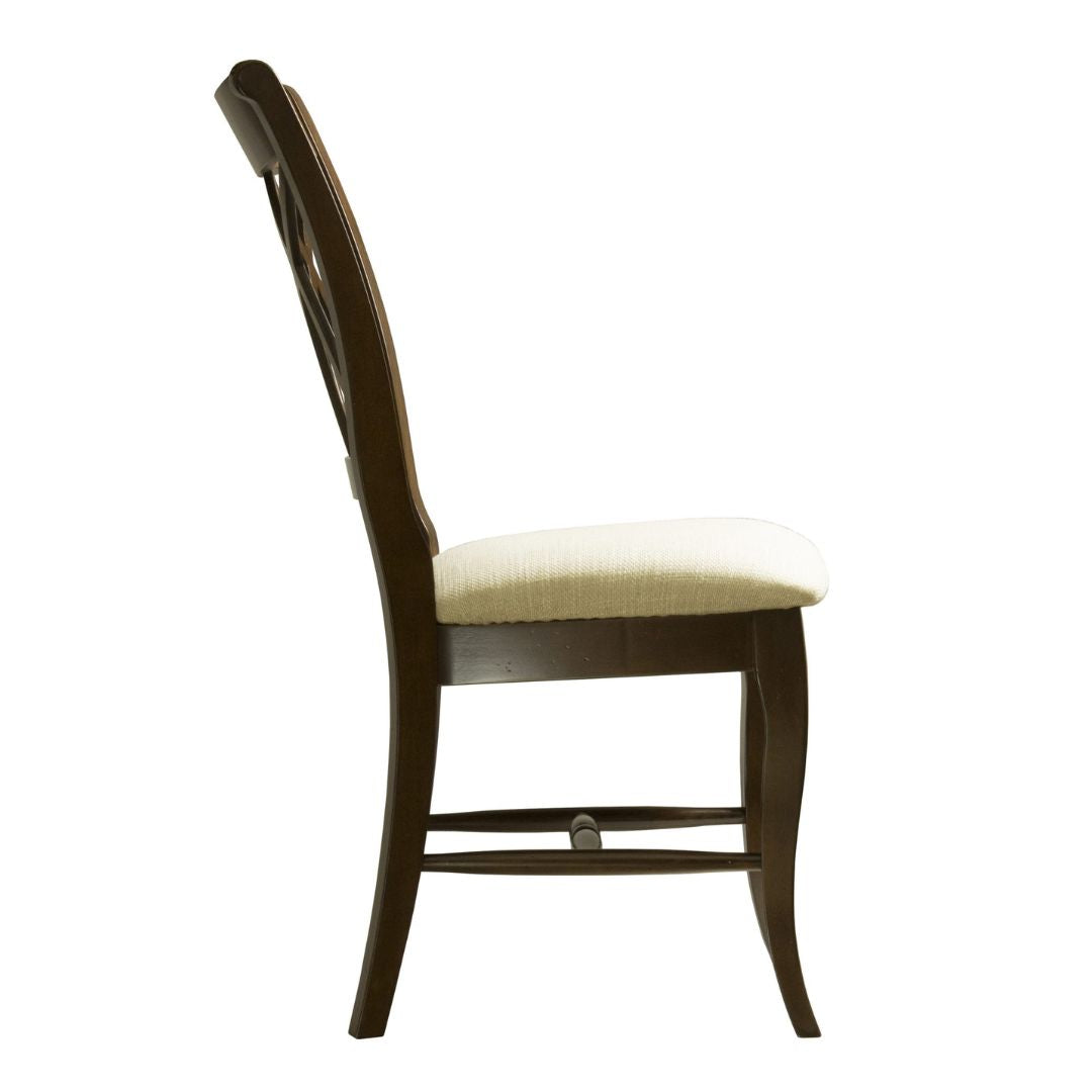 Upholstered Double X Back Solid Wood Dining Chair