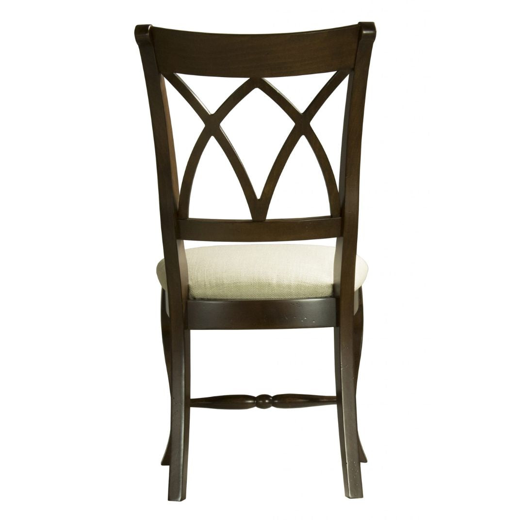 Upholstered Double X Back Solid Wood Dining Chair