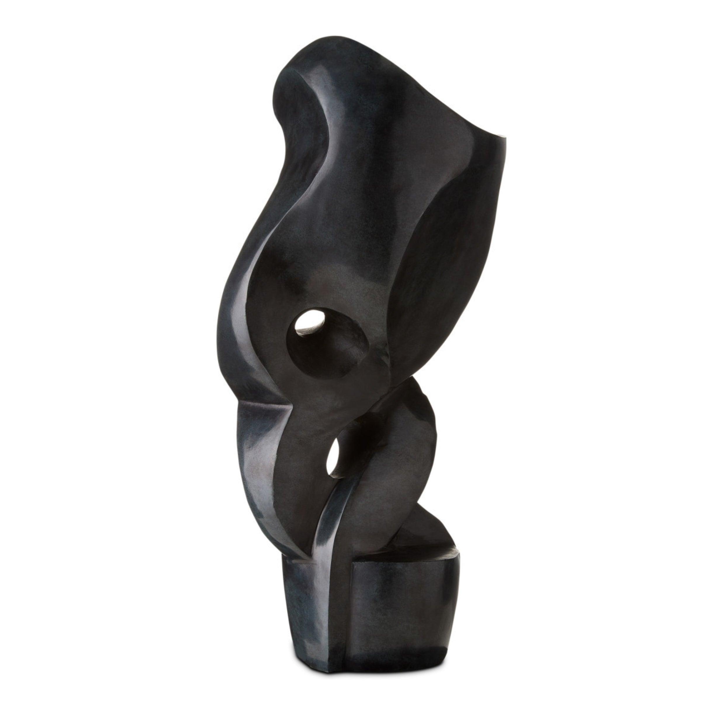 Dynamic Black Marble Abstract Sculpture