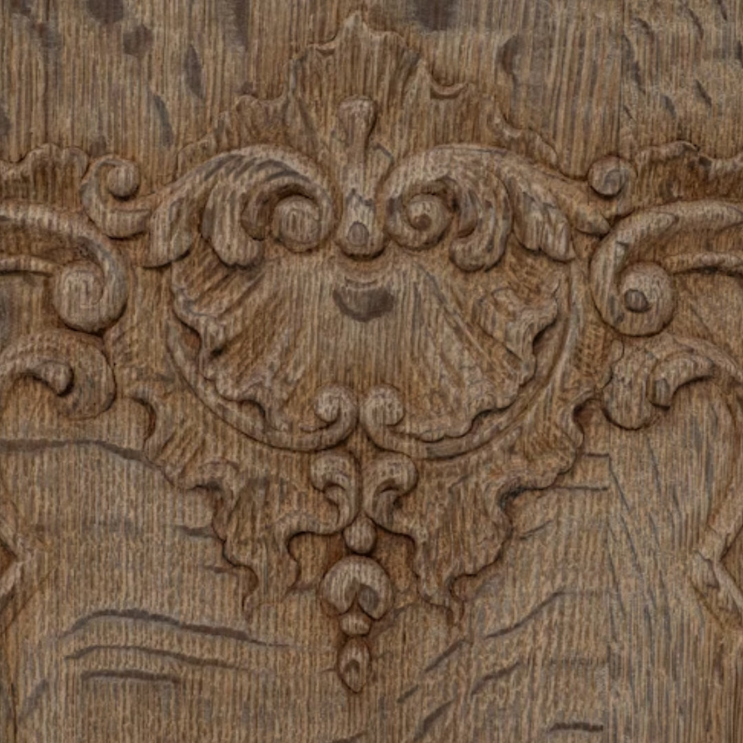 French Antique Bleached Oak Carved Buffet, Circa 1890