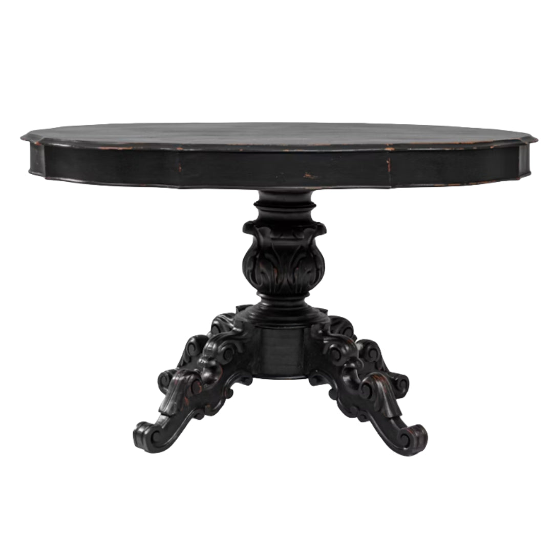 Antique French Distressed Black Dining Table, Circa 1800s