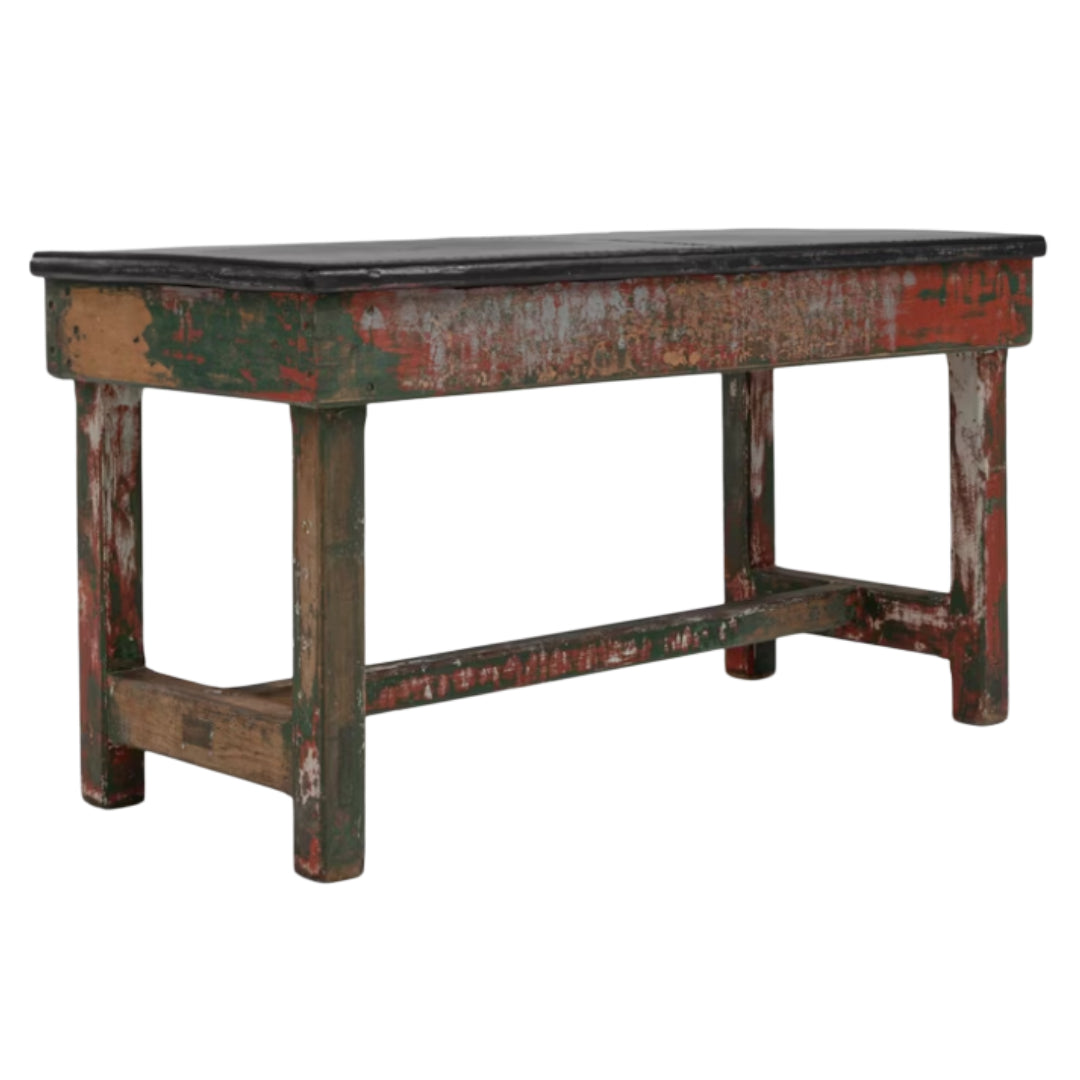 French Rustic Painted Wooden Work Table, Circa 1920