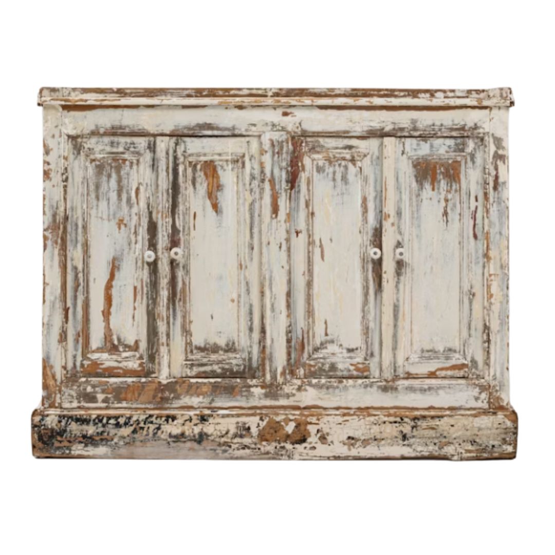 French Distressed Door Cabinet, Circa 1870