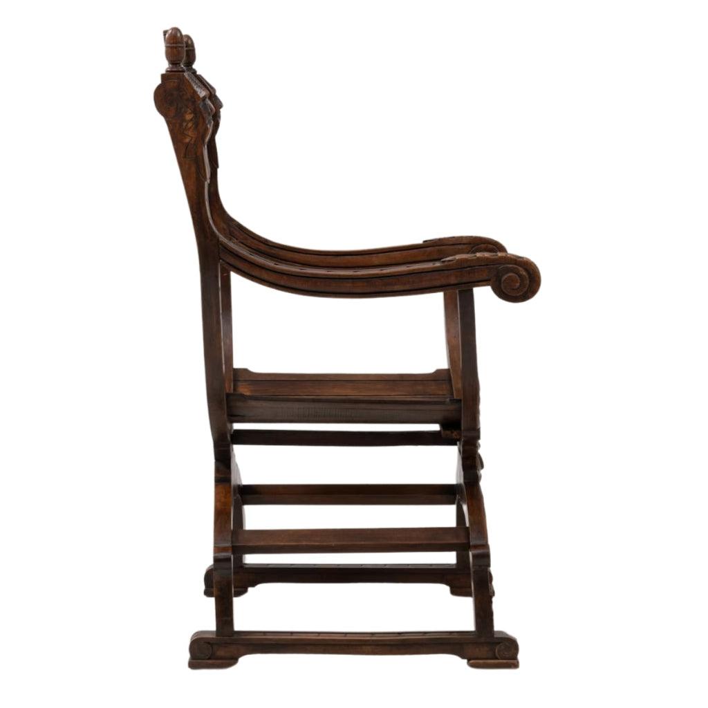 Regal French Curved Ornate Wooden Chair - Circa 1920