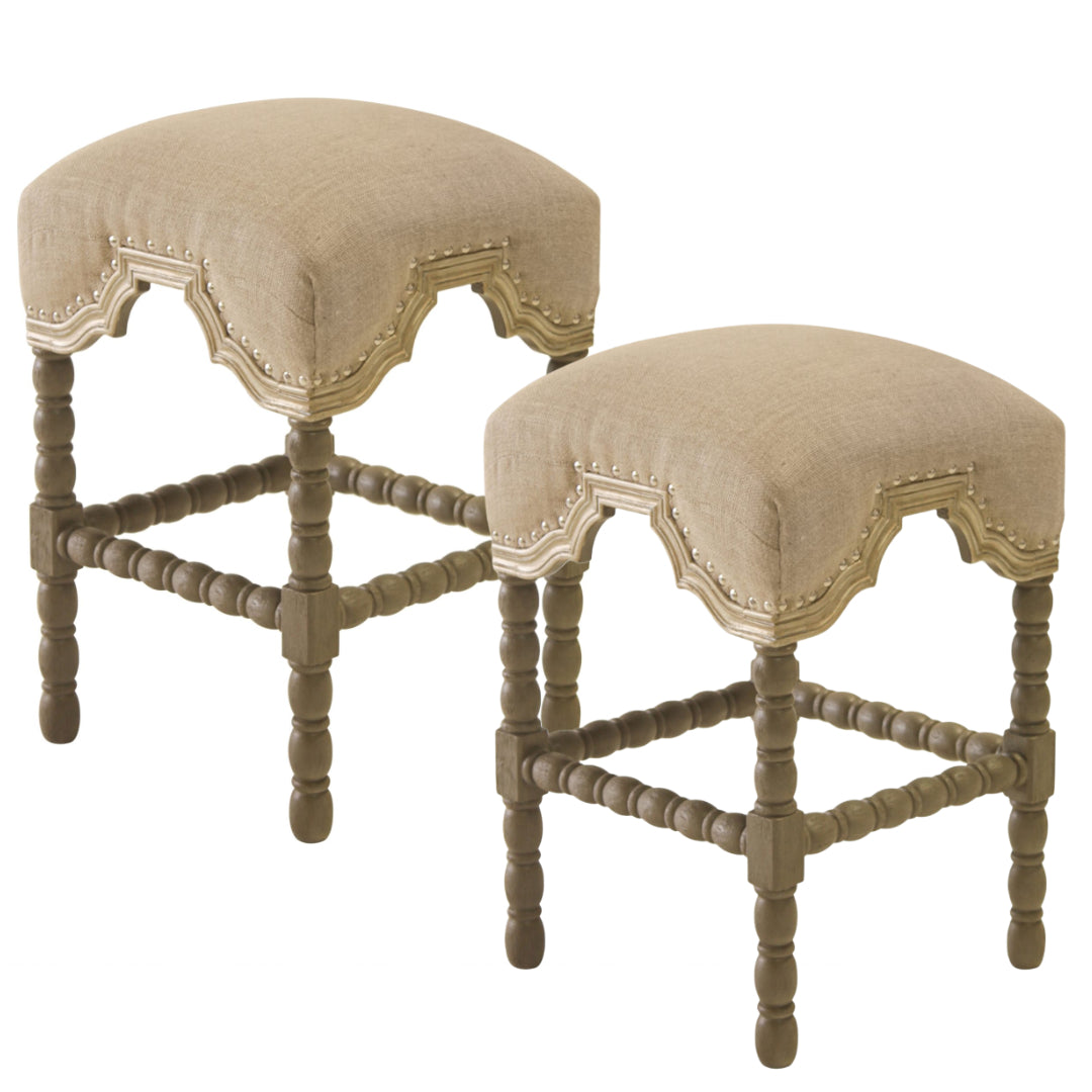 Euro French Burlap Counter Stool