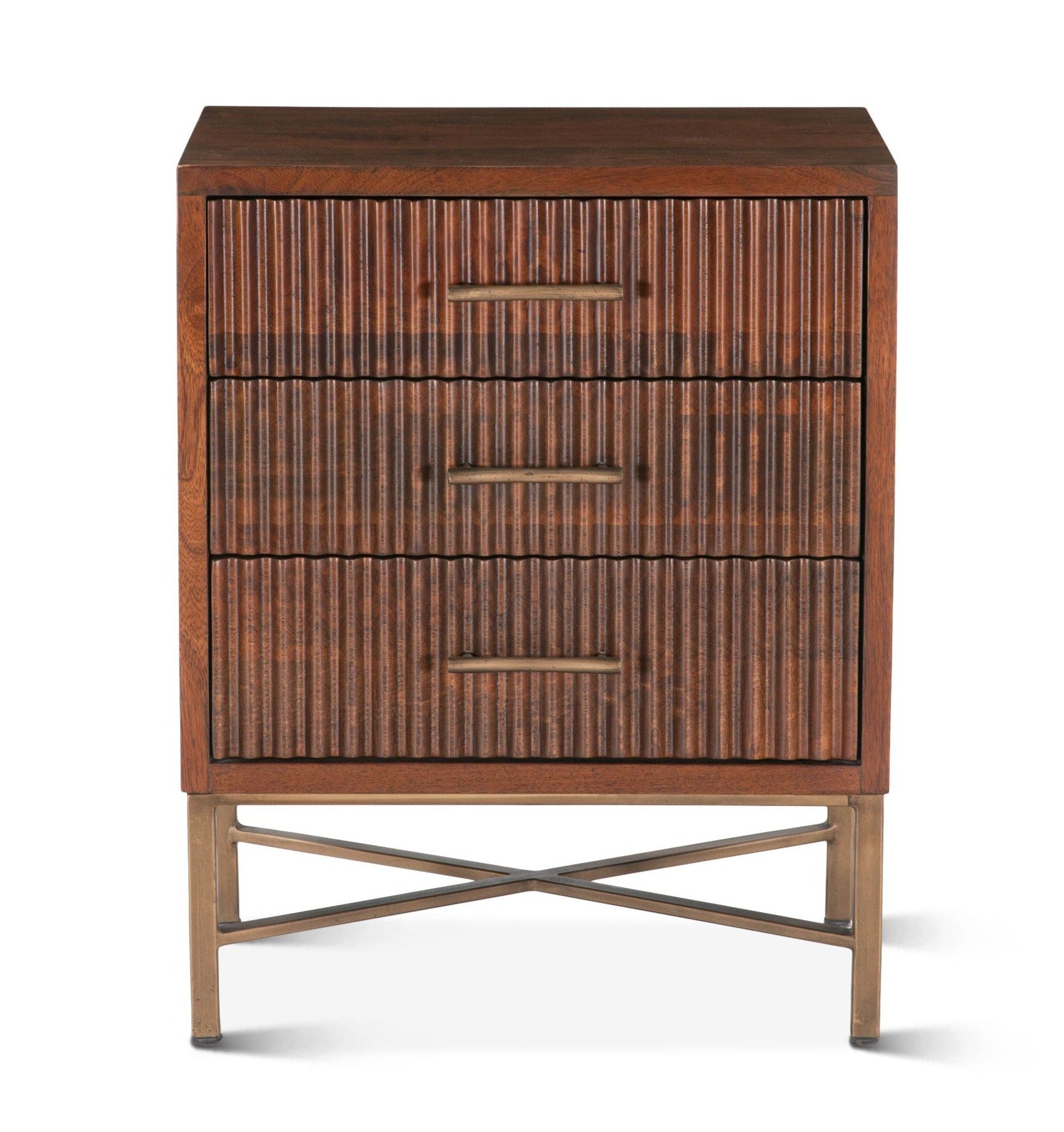 Ribbed Mango Wood Night Stand