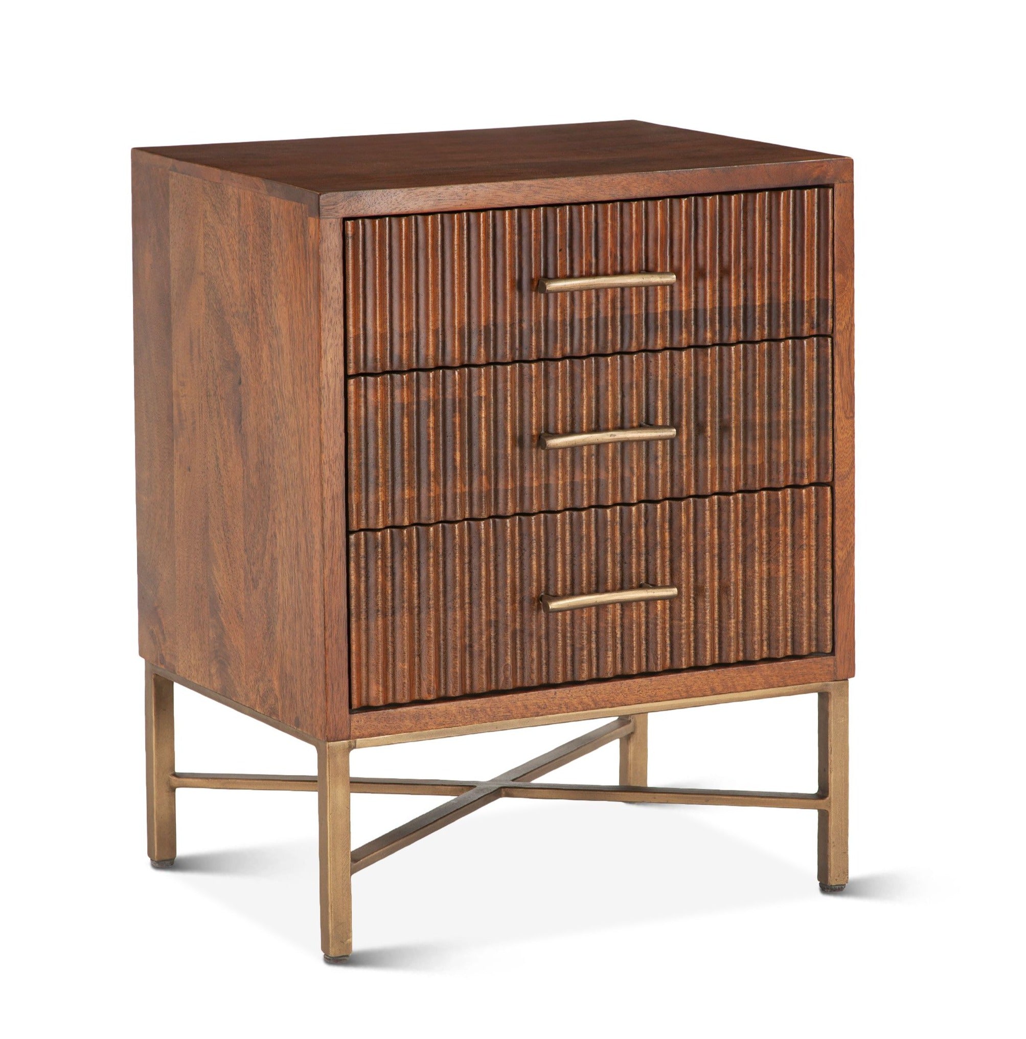 Ribbed Mango Wood Night Stand