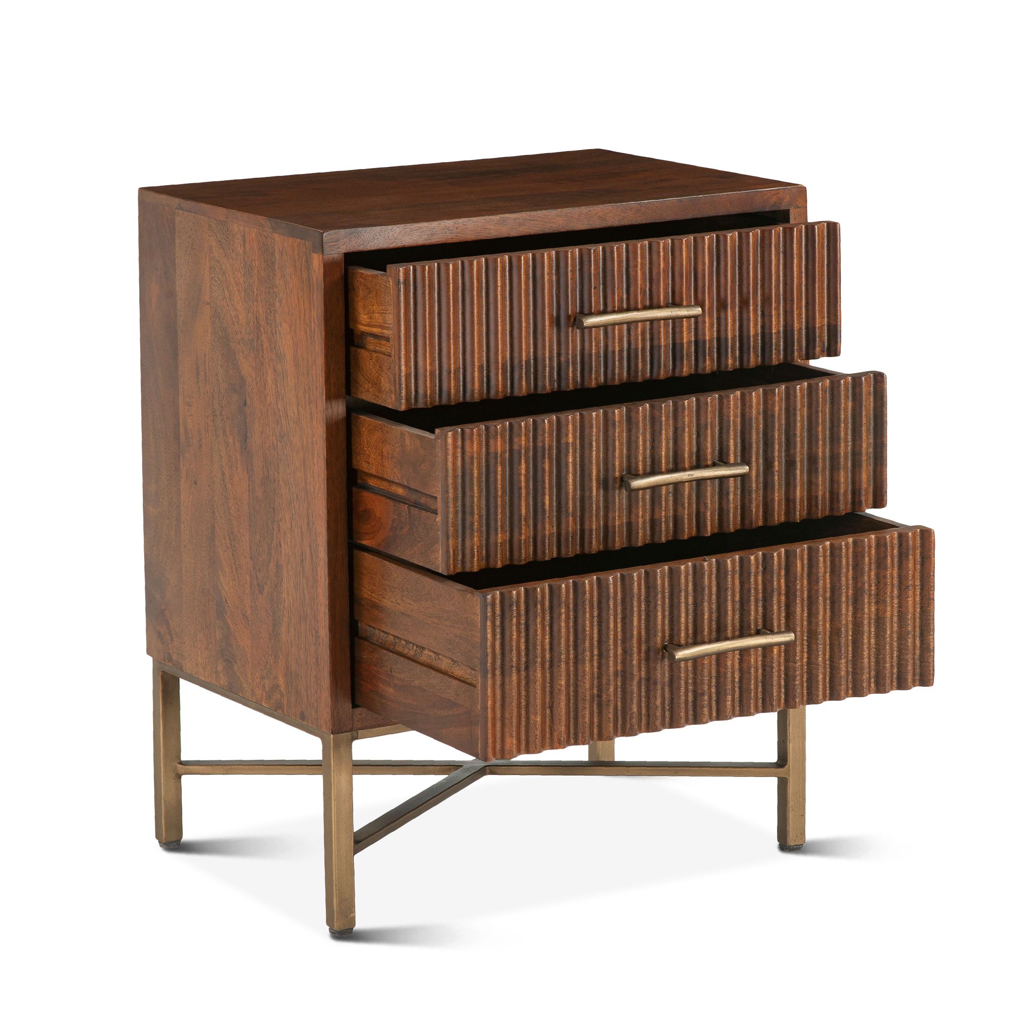 Ribbed Mango Wood Night Stand