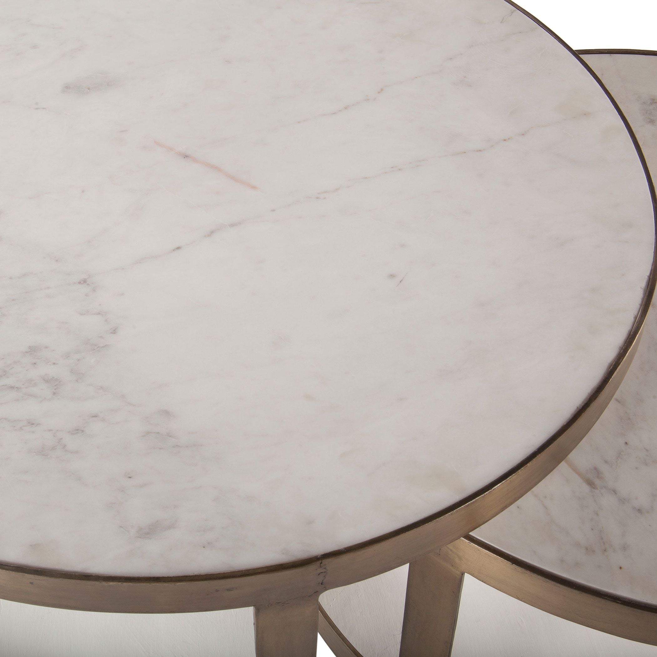 Contemporary White Marble Nesting Coffee Tables