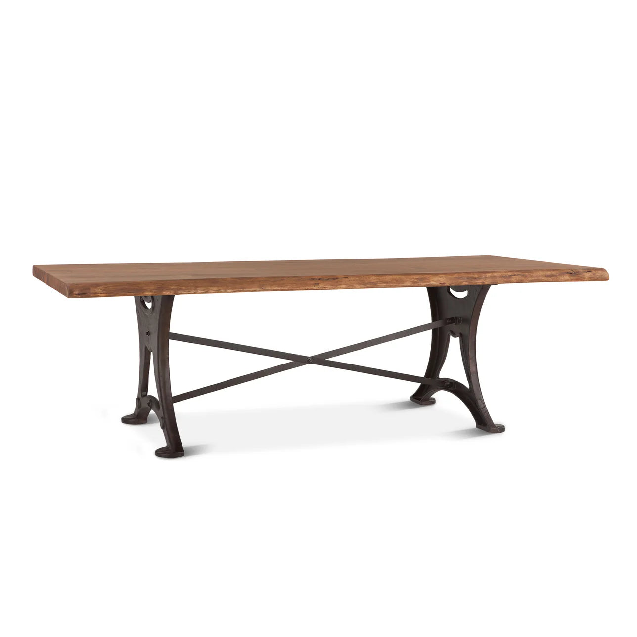 Rustic Wood Iron Forged Pedestal Dining Table