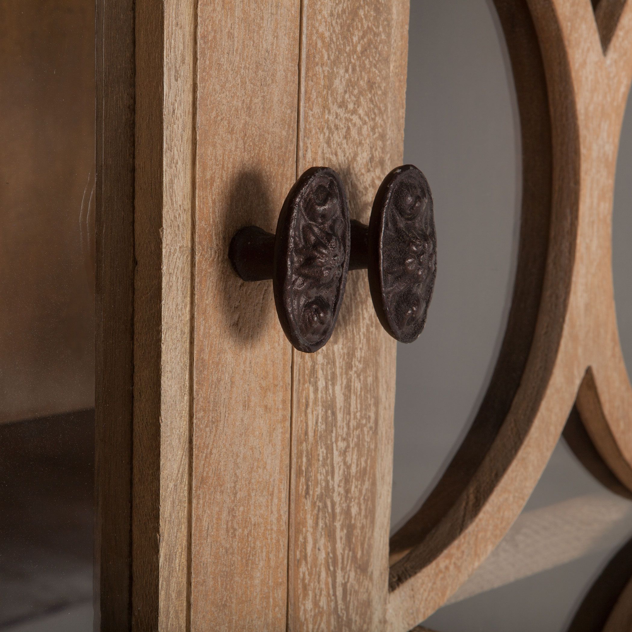 Natural Rustic Tall Glass Cabinet Antique Oak