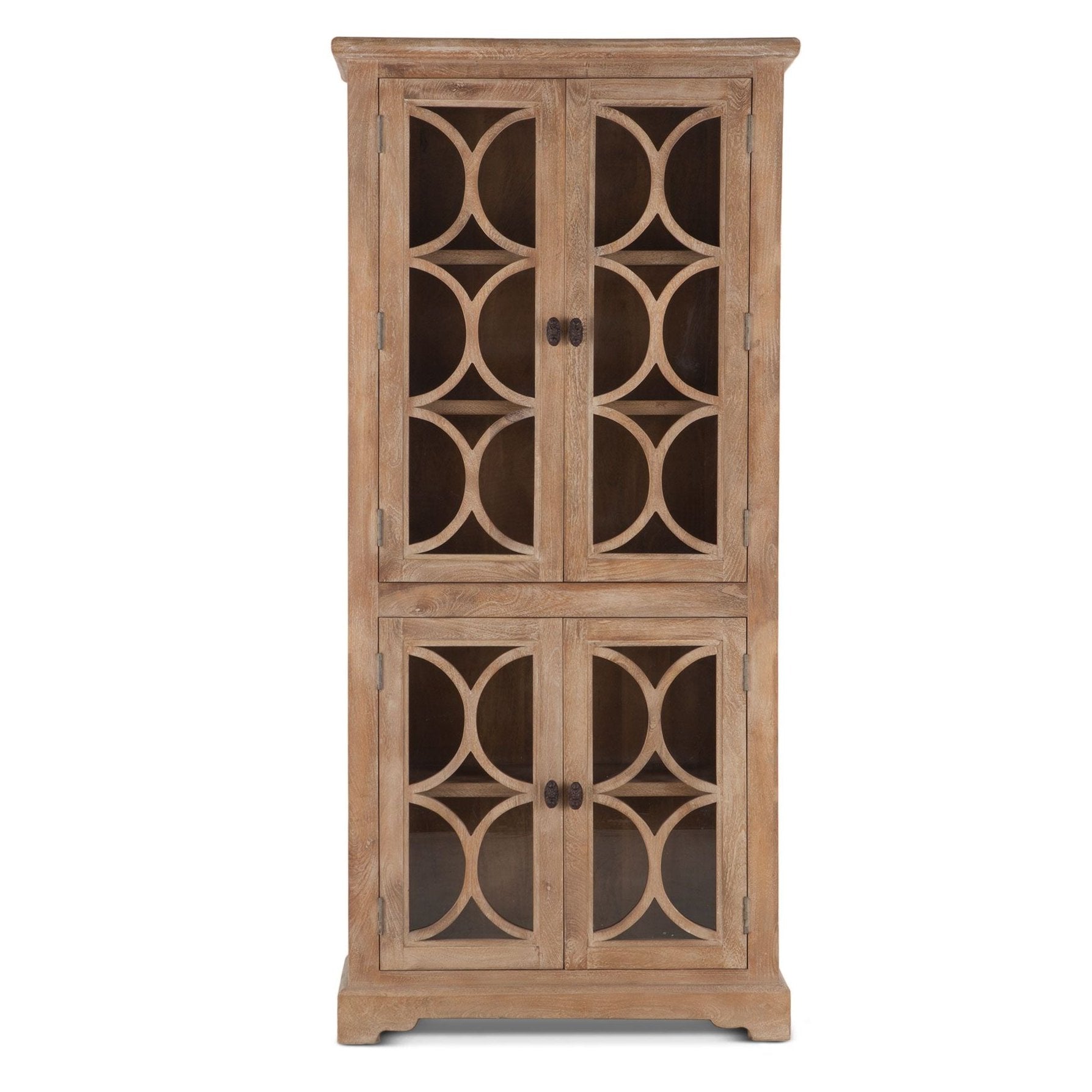 Natural Rustic Tall Glass Cabinet Antique Oak