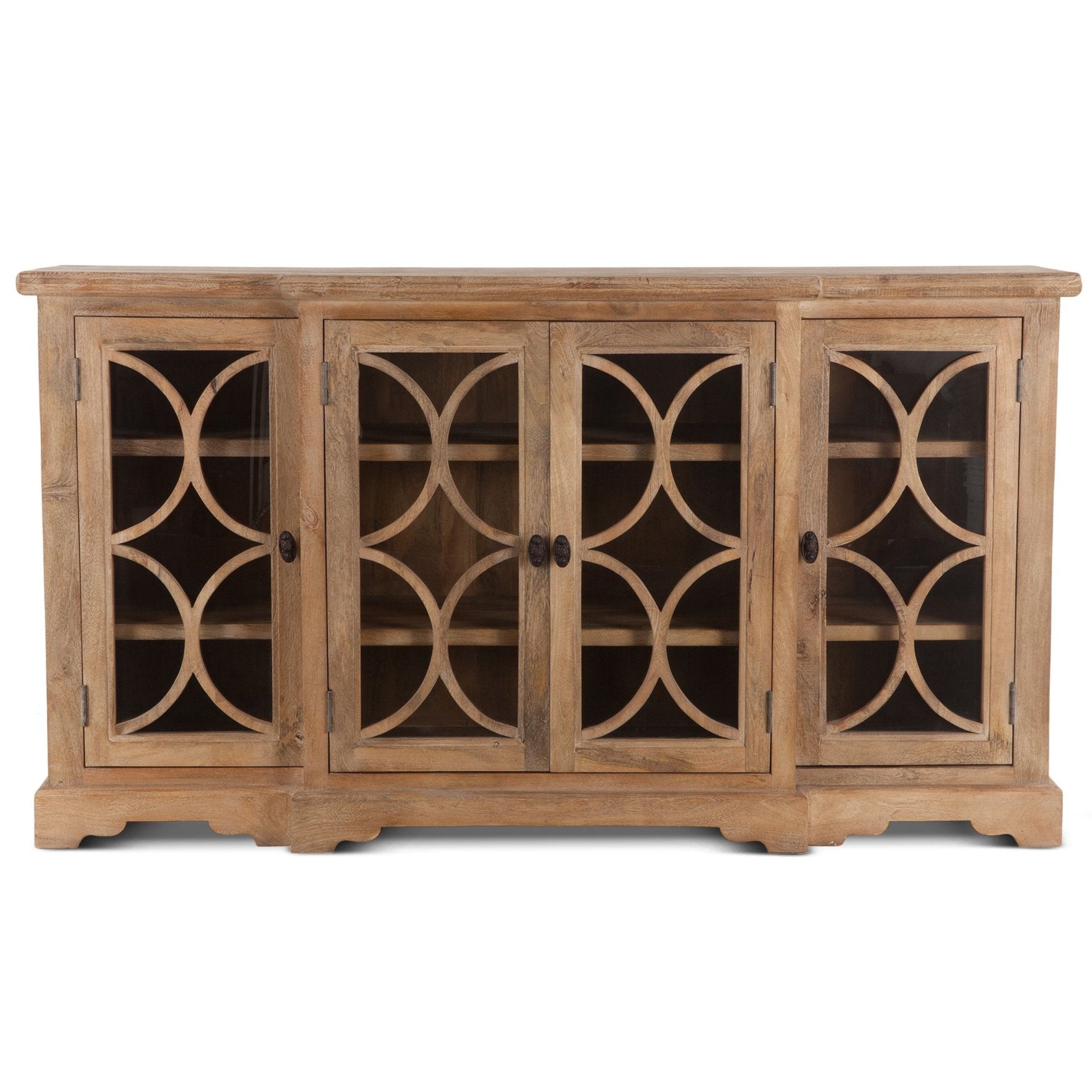 Natural Rustic Glass Buffet Cabinet Antique Oak