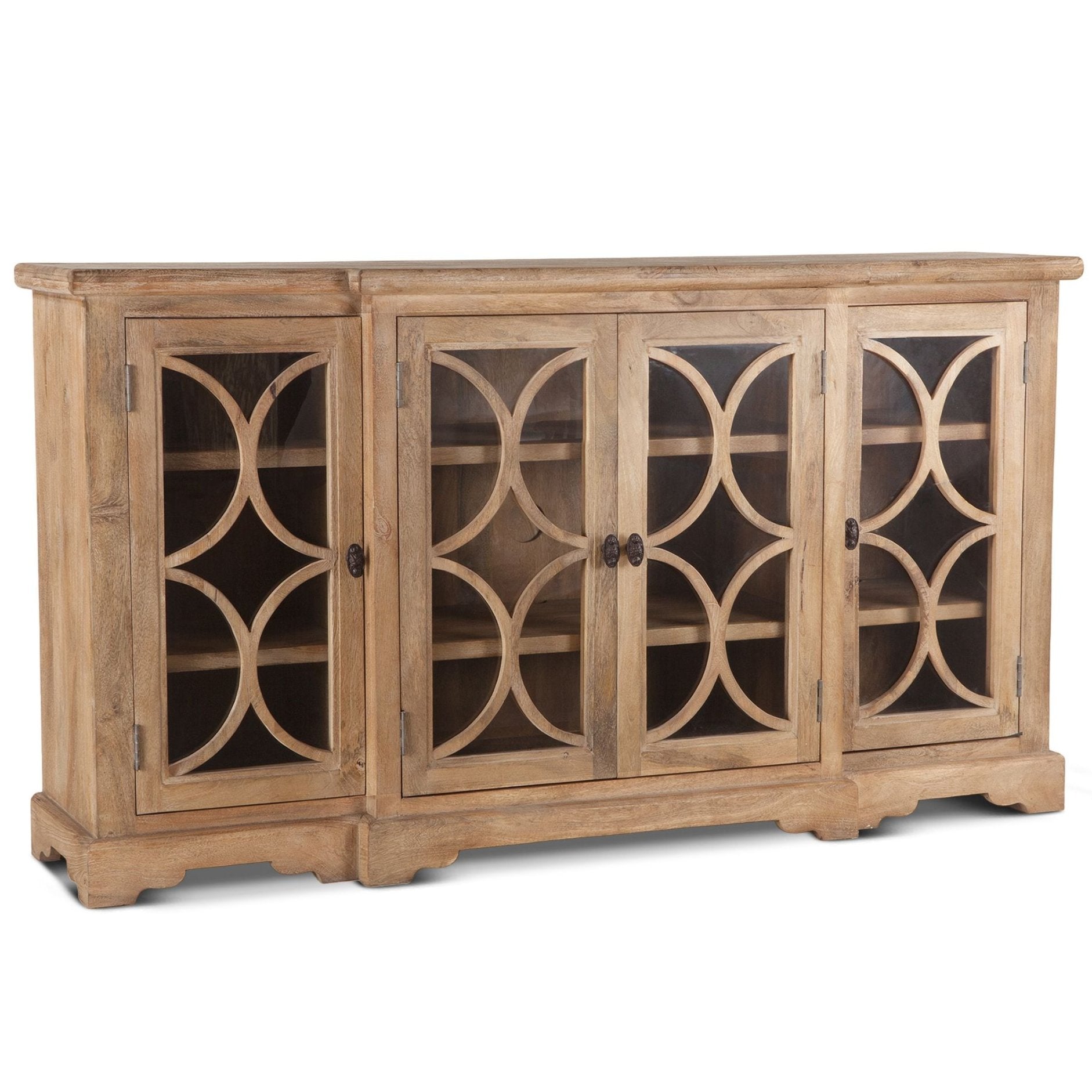 Natural Rustic Glass Buffet Cabinet Antique Oak